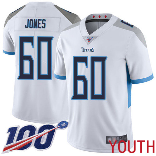 Tennessee Titans Limited White Youth Ben Jones Road Jersey NFL Football #60 100th Season Vapor Untouchable->youth nfl jersey->Youth Jersey